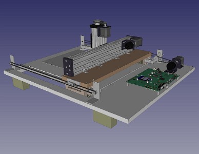 FreeCAD model of xyzstage and drawing base (view2)    &#169;  All Rights Reserved